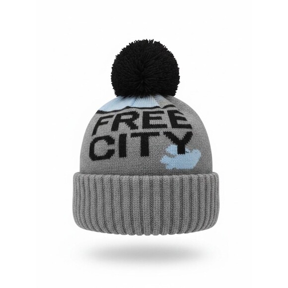 Freecity Gray and Black Pom-Pom Hat main image 5